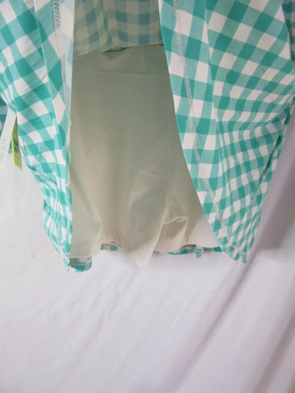 All in Motion 2 Piece Active Set Skort Halter Green White Gingham Size XL NWT